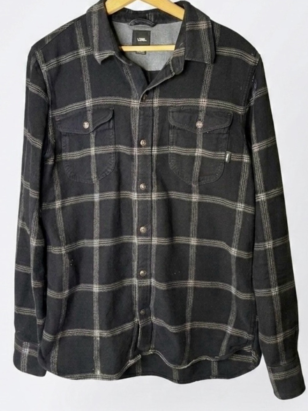 Vans 'Off The Wall' Black & Grey Plaid Flannel Shirt Men’s M